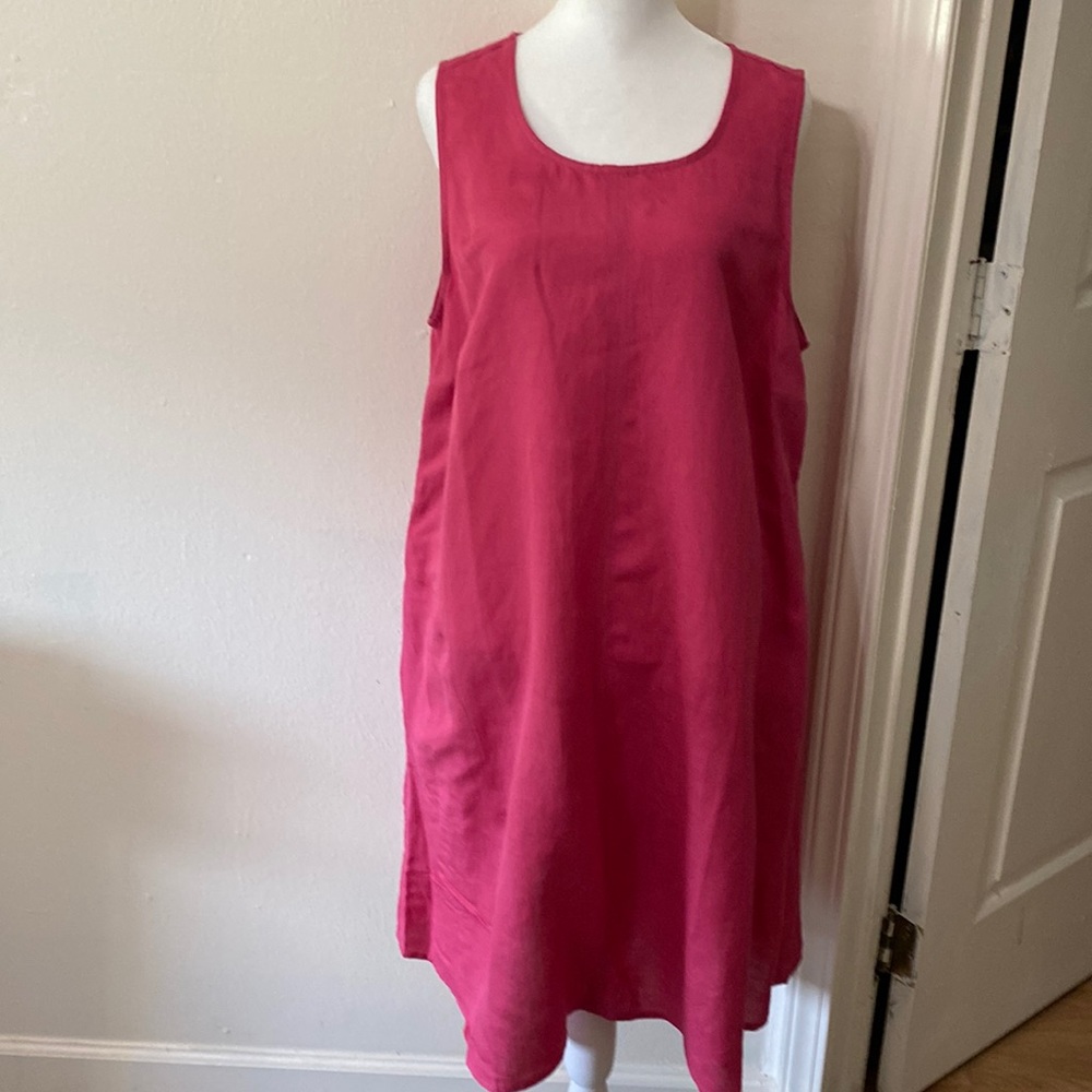 J jill sleeveless dress size LP in Hot Pink